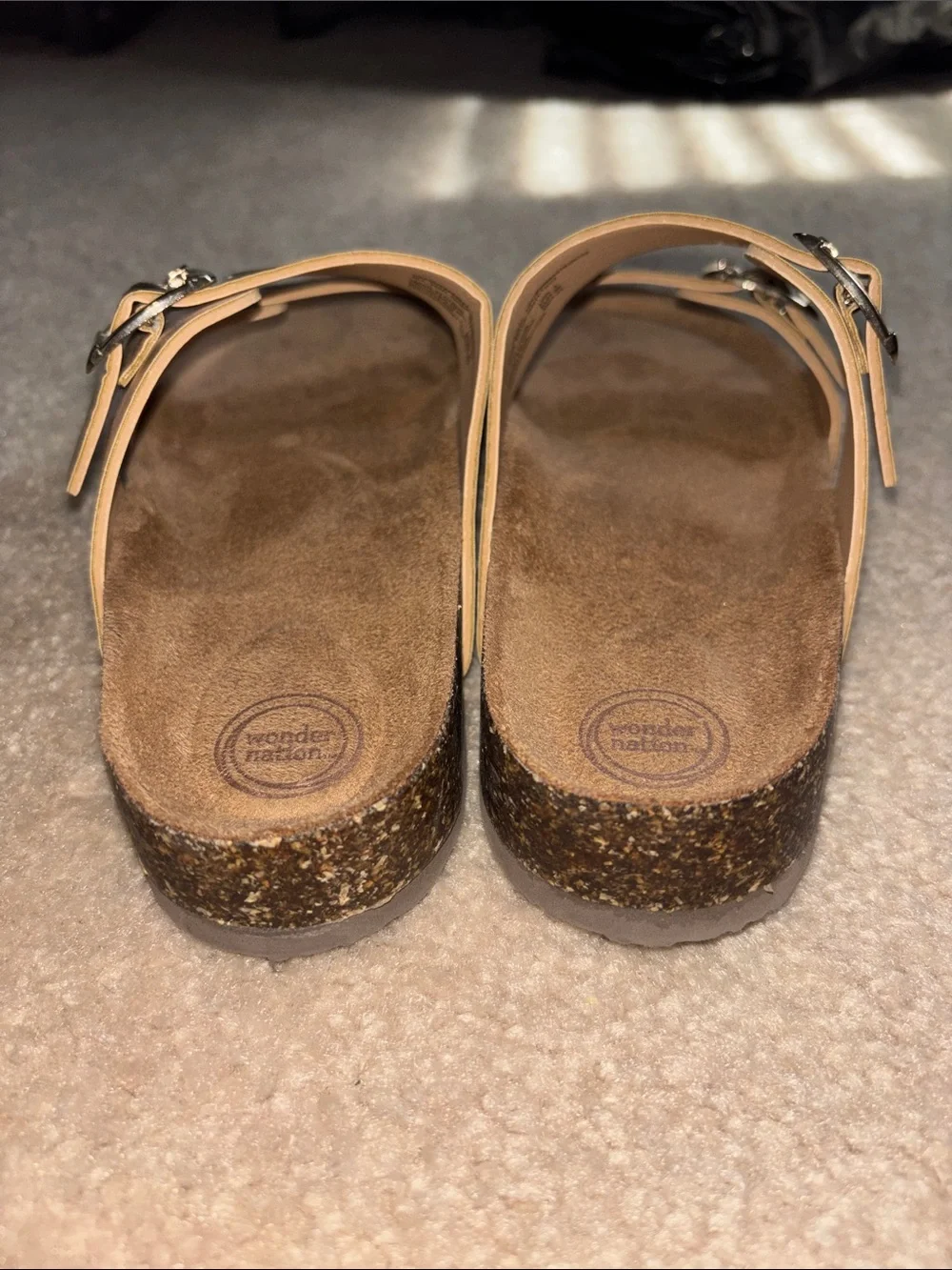 Rose Gold Double Buckle Slide Sandals